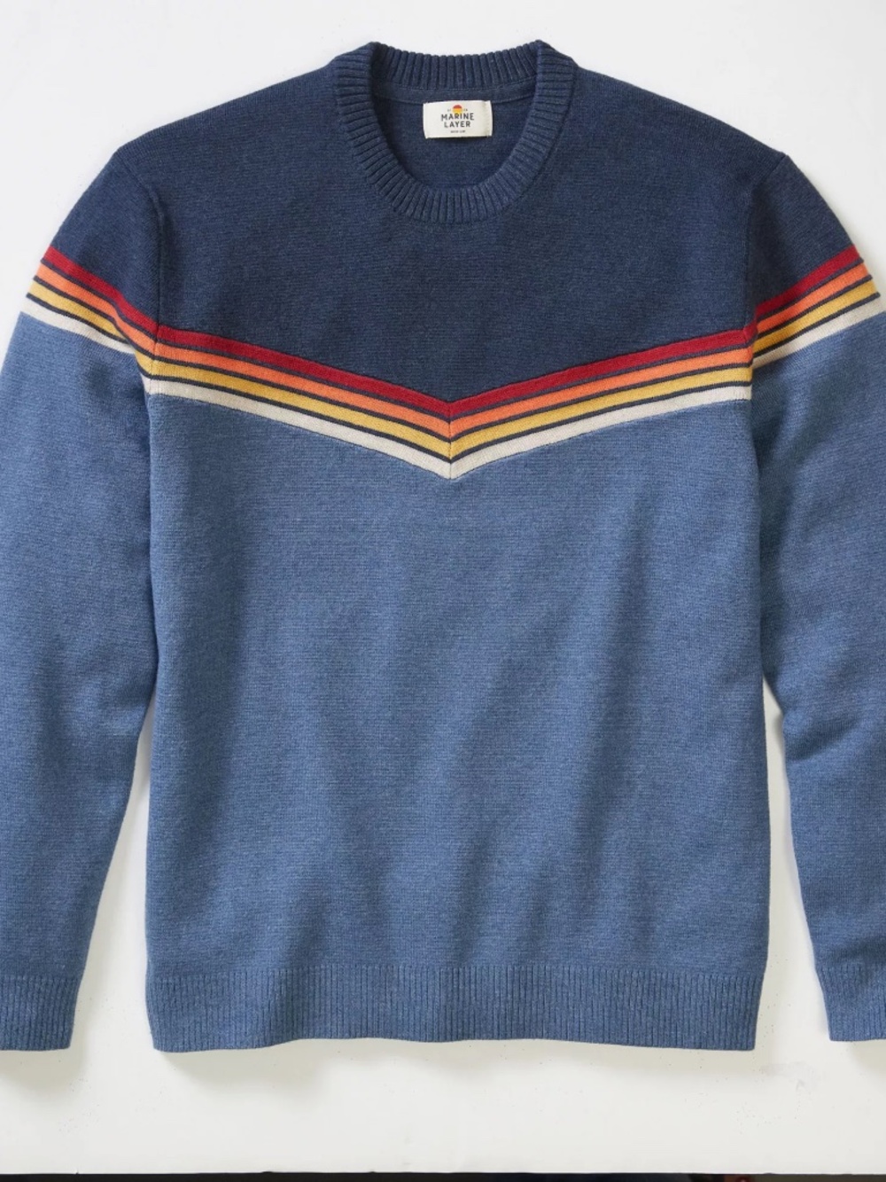 Marine Layer - Sweater - Chevron Varsity Crew - Men's - NWT - Size Large